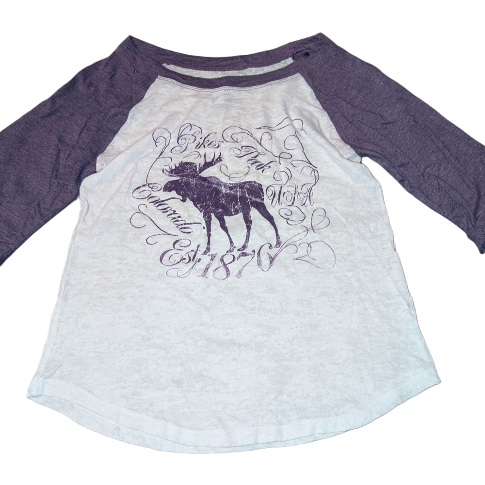 Pikes Peak Purple and White Graphic Raglan Shirt